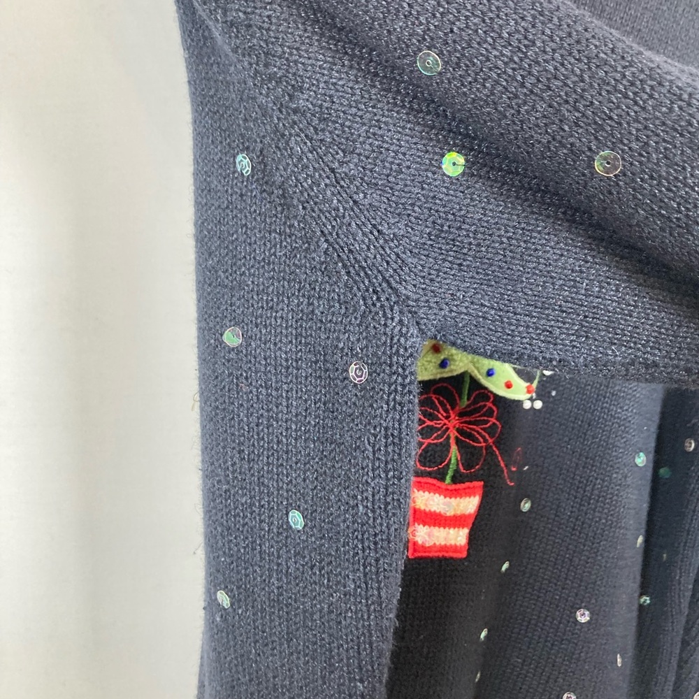 Vintage Timberlea Black Christmas Sweater with Bright Hot Pink Fuzzy Trim - Picture 9 of 13